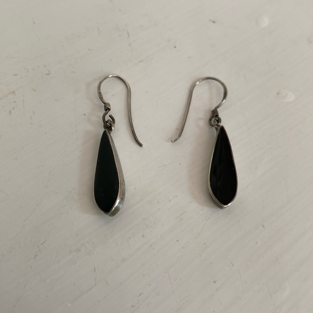 Vintage Silver 925 Onyx Dangle Earrings